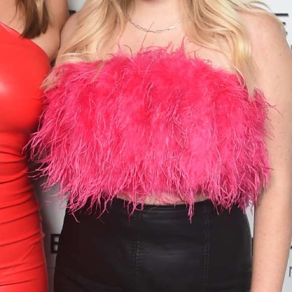 Club L hot pink feather boa tube top - Picture 2 of 5